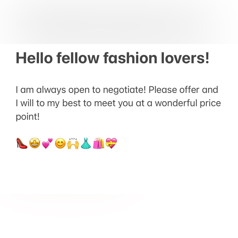 Always open to Negotiate! 👗👠💕🛍😊